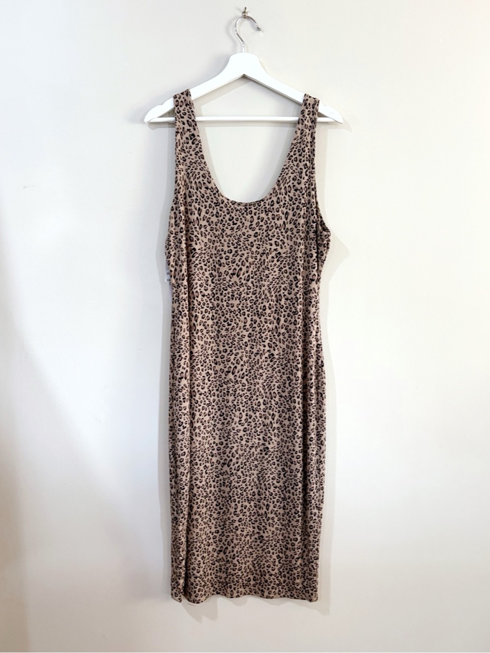 Bar III Leopard Bodycon Midi Dress Scoop Neck Women PL Double Layer NWT Party